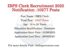 IBPS Clerk Recruitment 2025 notification