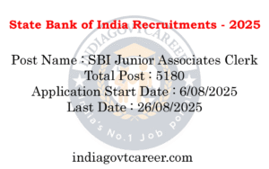 SBI JUNIOR ASSOCIATES (CUSTOMER SUPPORT & SALES) Recruitments 2025