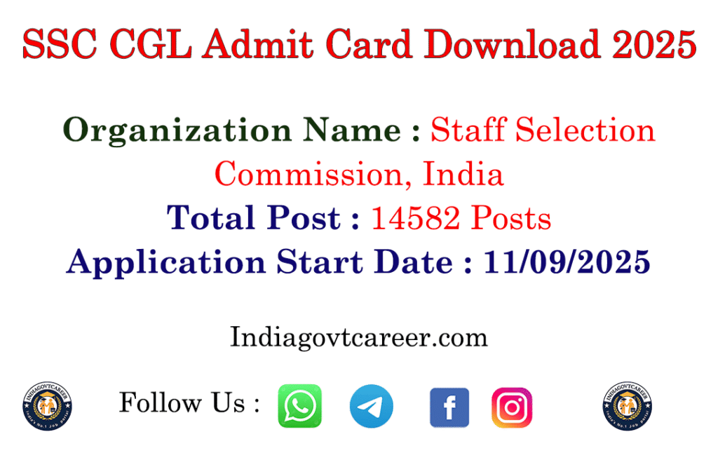 SSC CGL Admit Card Download 2025